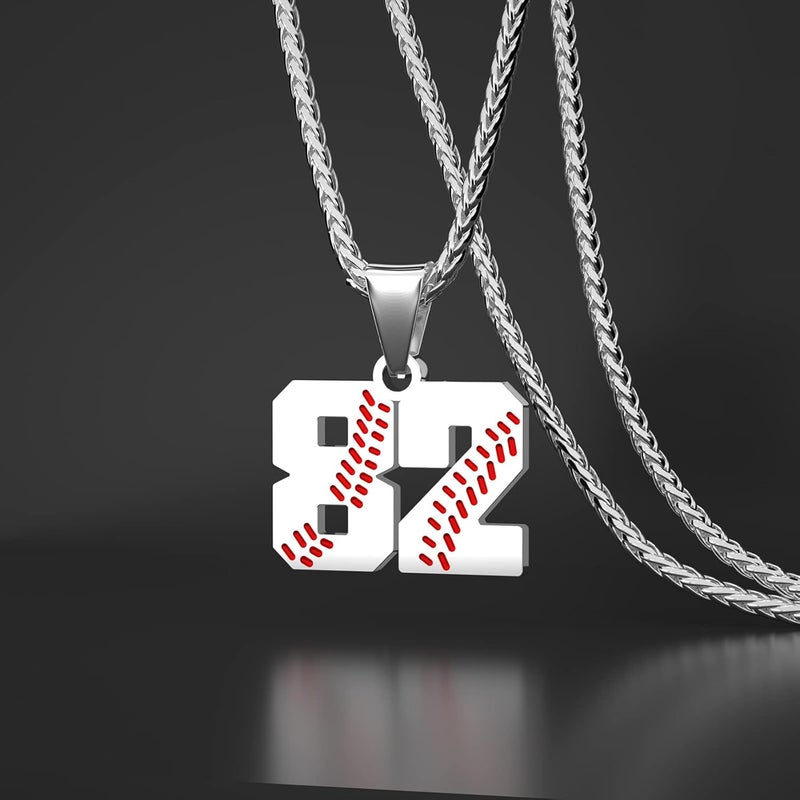 Wikavanli Personalized Baseball Jersey Number 00-99 Necklace - Stainless Steel Baseball Chain Pendant Necklace - Team Jewelry Gift for Boys, Girls, Men, Women - Image 2